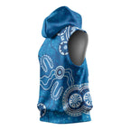 Australia Indigenous Prostate Cancer Awareness Sleeveless Hoodie Blue Ribbon Aboriginal Art - Aussie Hoodie