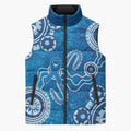 Australia Indigenous Prostate Cancer Awareness Sleeveless Puffer Jacket Blue Ribbon Aboriginal Art - Aussie Hoodie