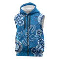 Australia Indigenous Prostate Cancer Awareness Sleeveless Zip Hoodie Blue Ribbon Aboriginal Art LT7