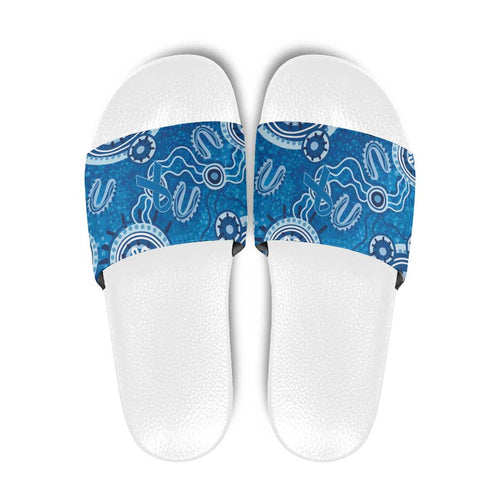 Australia Indigenous Prostate Cancer Awareness Slide Sandals Blue Ribbon Aboriginal Art - Aussie Hoodie
