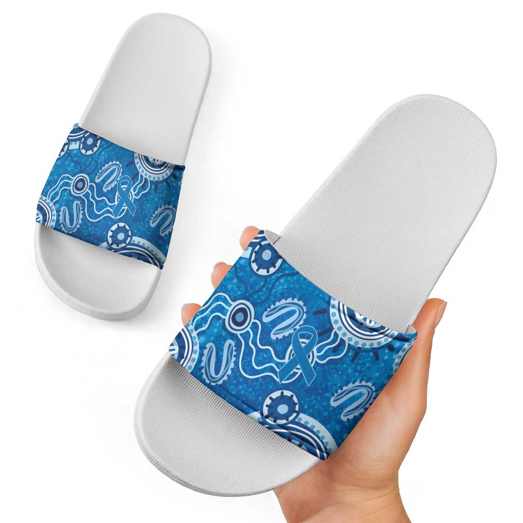Australia Indigenous Prostate Cancer Awareness Slide Sandals Blue Ribbon Aboriginal Art - Aussie Hoodie