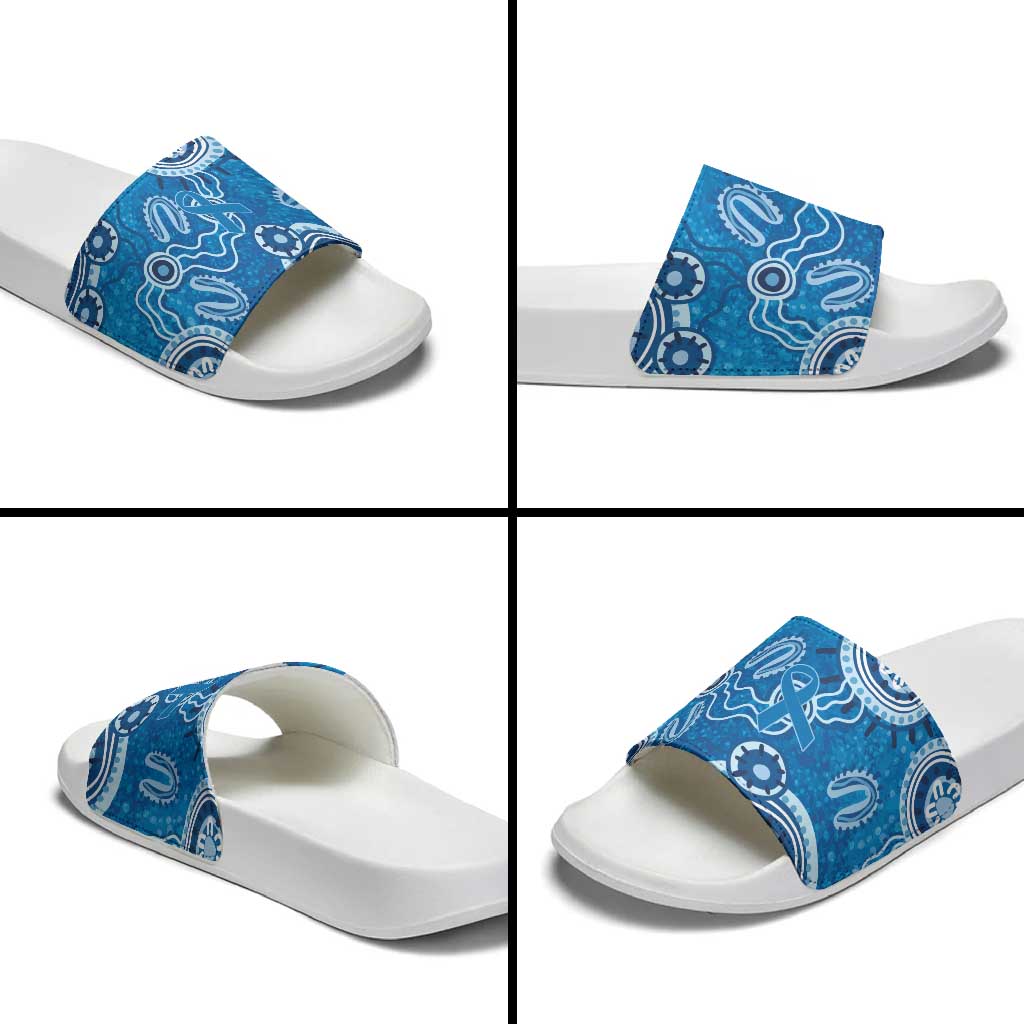 Australia Indigenous Prostate Cancer Awareness Slide Sandals Blue Ribbon Aboriginal Art - Aussie Hoodie