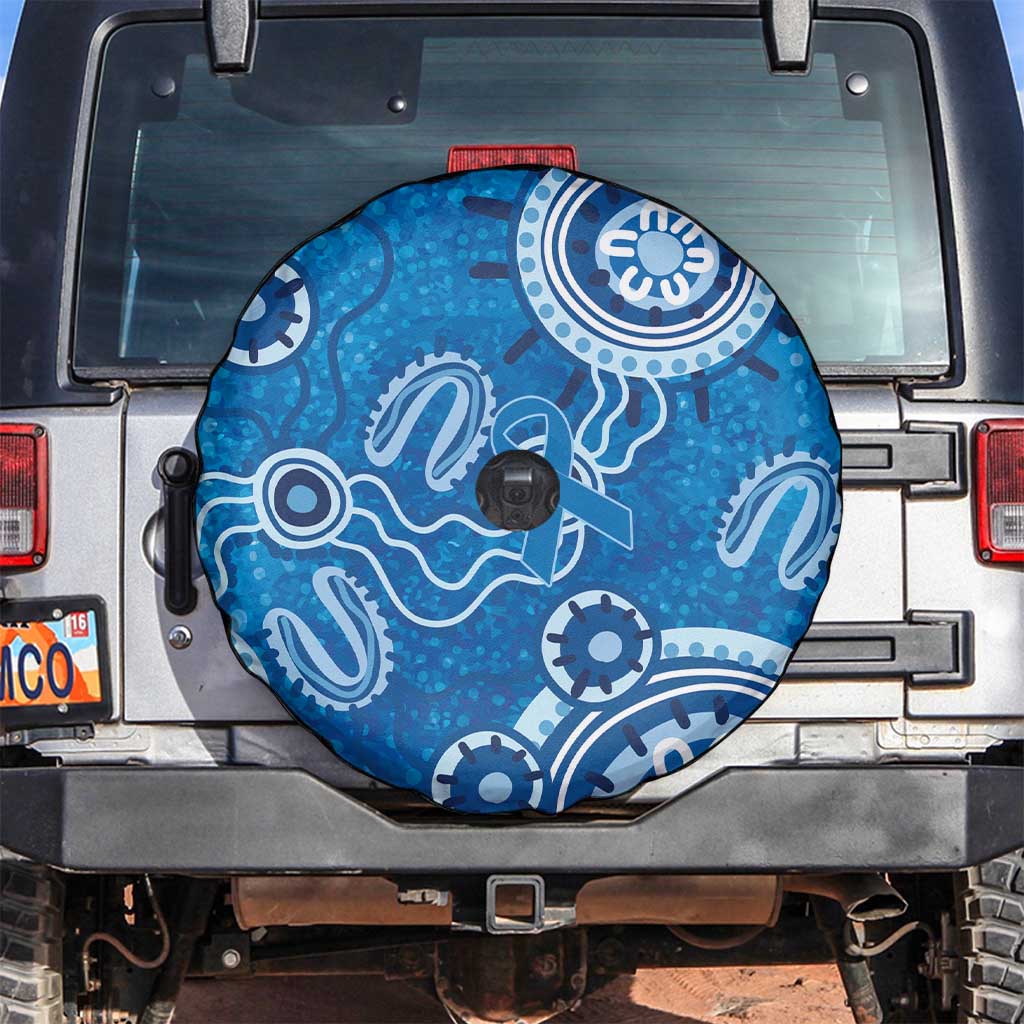 Australia Indigenous Prostate Cancer Awareness Spare Tire Cover Blue Ribbon Aboriginal Art - Aussie Hoodie