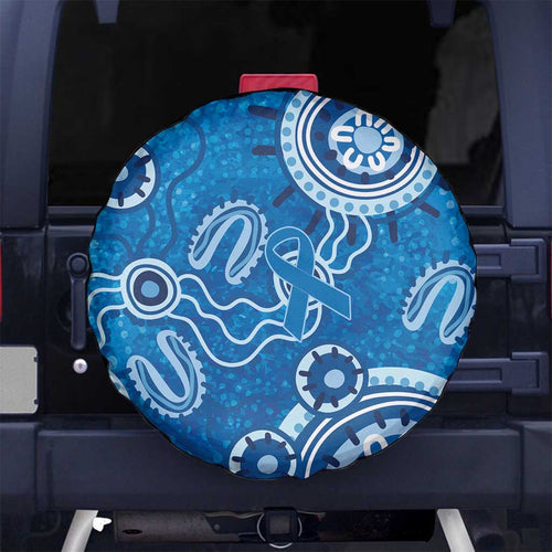 Australia Indigenous Prostate Cancer Awareness Spare Tire Cover Blue Ribbon Aboriginal Art - Aussie Hoodie