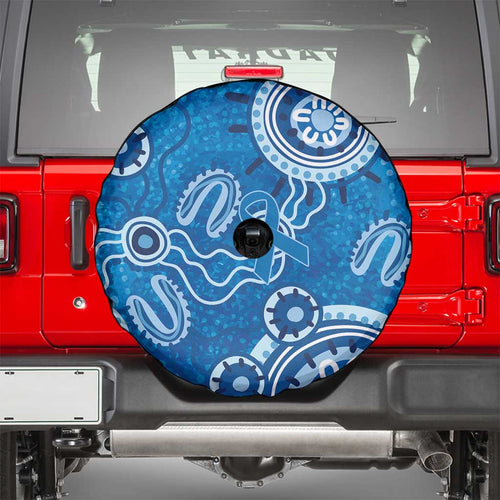 Australia Indigenous Prostate Cancer Awareness Spare Tire Cover Blue Ribbon Aboriginal Art - Aussie Hoodie