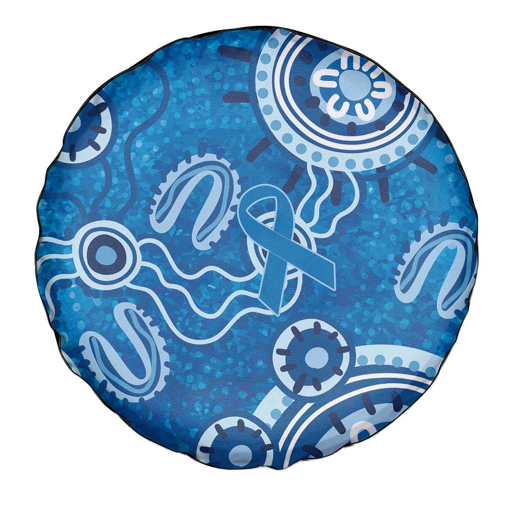 Australia Indigenous Prostate Cancer Awareness Spare Tire Cover Blue Ribbon Aboriginal Art - Aussie Hoodie