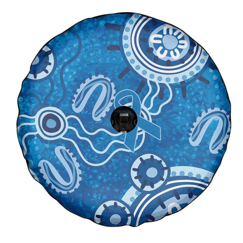 Australia Indigenous Prostate Cancer Awareness Spare Tire Cover Blue Ribbon Aboriginal Art - Aussie Hoodie