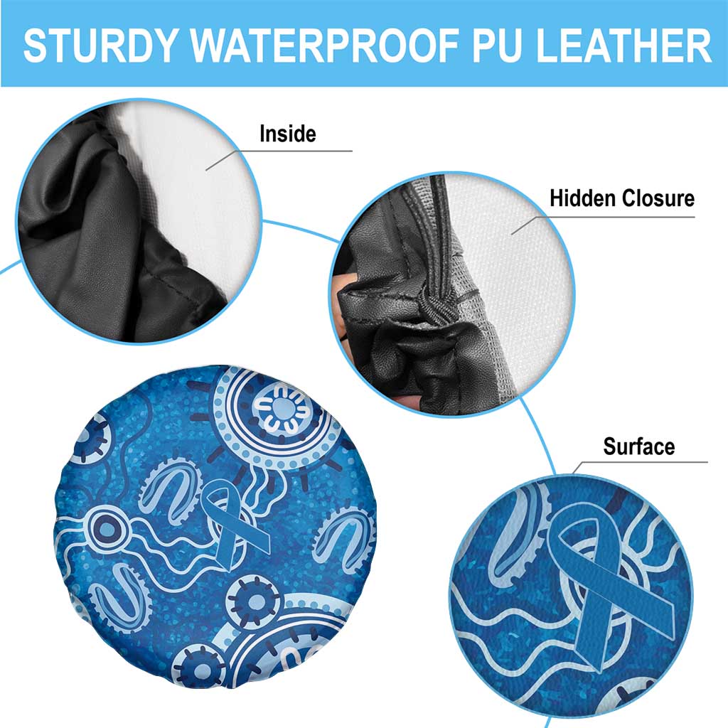 Australia Indigenous Prostate Cancer Awareness Spare Tire Cover Blue Ribbon Aboriginal Art - Aussie Hoodie