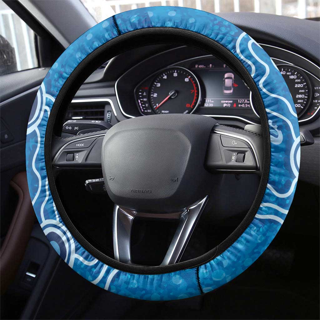 Australia Indigenous Prostate Cancer Awareness Steering Wheel Cover Blue Ribbon Aboriginal Art - Aussie Hoodie