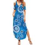 Australia Indigenous Prostate Cancer Awareness Summer Maxi Dress Blue Ribbon Aboriginal Art - Aussie Hoodie