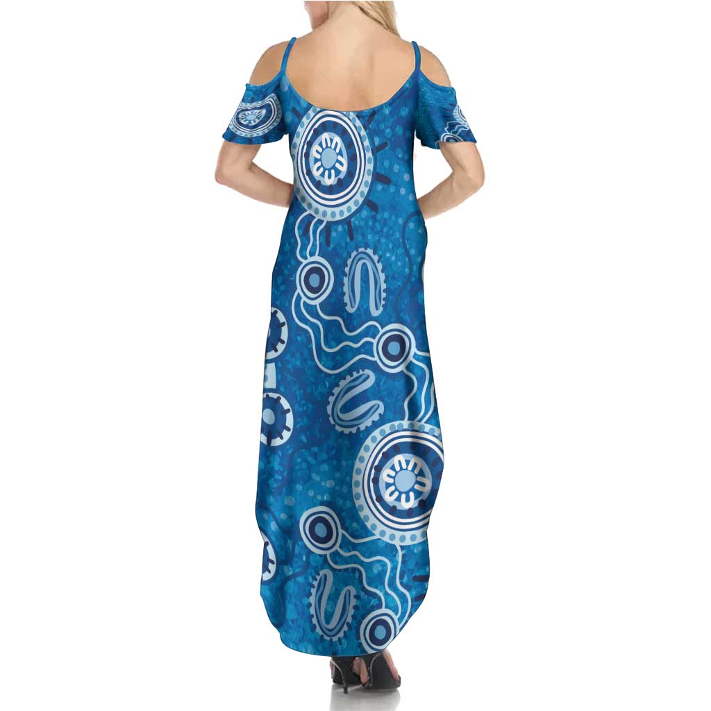 Australia Indigenous Prostate Cancer Awareness Summer Maxi Dress Blue Ribbon Aboriginal Art - Aussie Hoodie