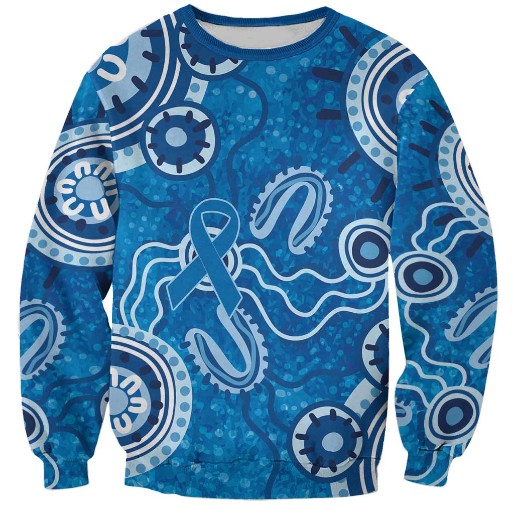 Australia Indigenous Prostate Cancer Awareness Sweatshirt Blue Ribbon Aboriginal Art - Aussie Hoodie