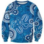 Australia Indigenous Prostate Cancer Awareness Sweatshirt Blue Ribbon Aboriginal Art - Aussie Hoodie