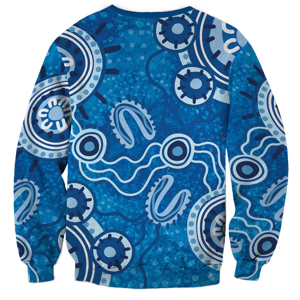 Australia Indigenous Prostate Cancer Awareness Sweatshirt Blue Ribbon Aboriginal Art - Aussie Hoodie