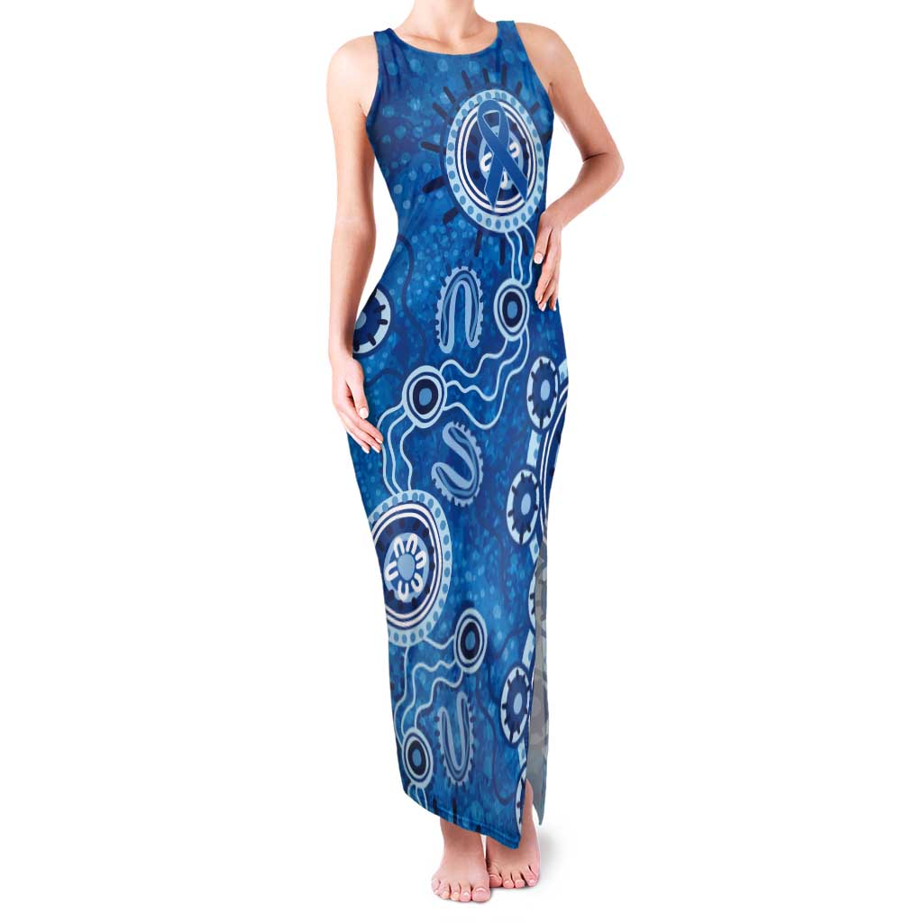 Australia Indigenous Prostate Cancer Awareness Tank Maxi Dress Blue Ribbon Aboriginal Art - Aussie Hoodie