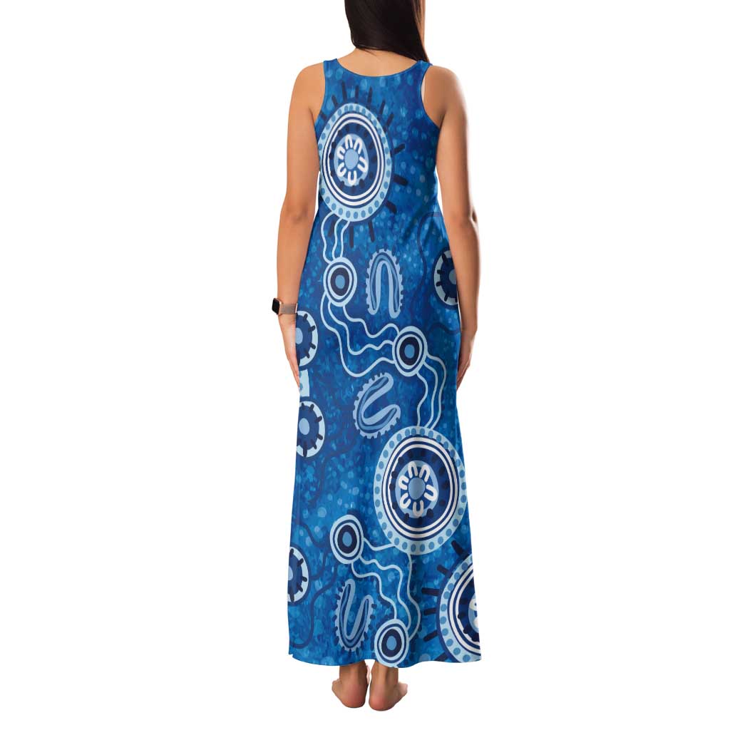 Australia Indigenous Prostate Cancer Awareness Tank Maxi Dress Blue Ribbon Aboriginal Art - Aussie Hoodie