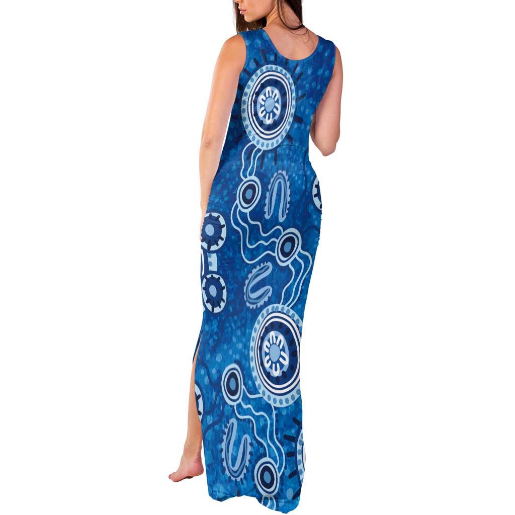 Australia Indigenous Prostate Cancer Awareness Tank Maxi Dress Blue Ribbon Aboriginal Art - Aussie Hoodie