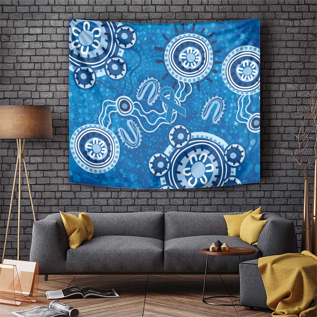Australia Indigenous Prostate Cancer Awareness Tapestry Blue Ribbon Aboriginal Art - Aussie Hoodie