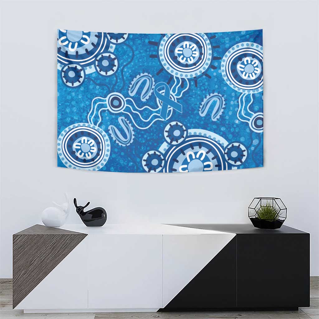 Australia Indigenous Prostate Cancer Awareness Tapestry Blue Ribbon Aboriginal Art - Aussie Hoodie