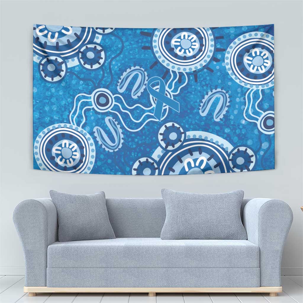 Australia Indigenous Prostate Cancer Awareness Tapestry Blue Ribbon Aboriginal Art - Aussie Hoodie