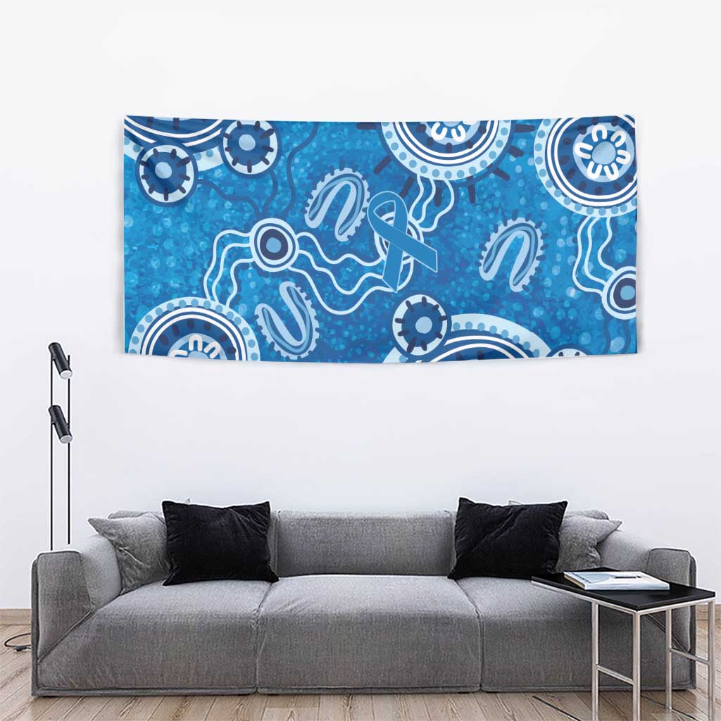 Australia Indigenous Prostate Cancer Awareness Tapestry Blue Ribbon Aboriginal Art - Aussie Hoodie