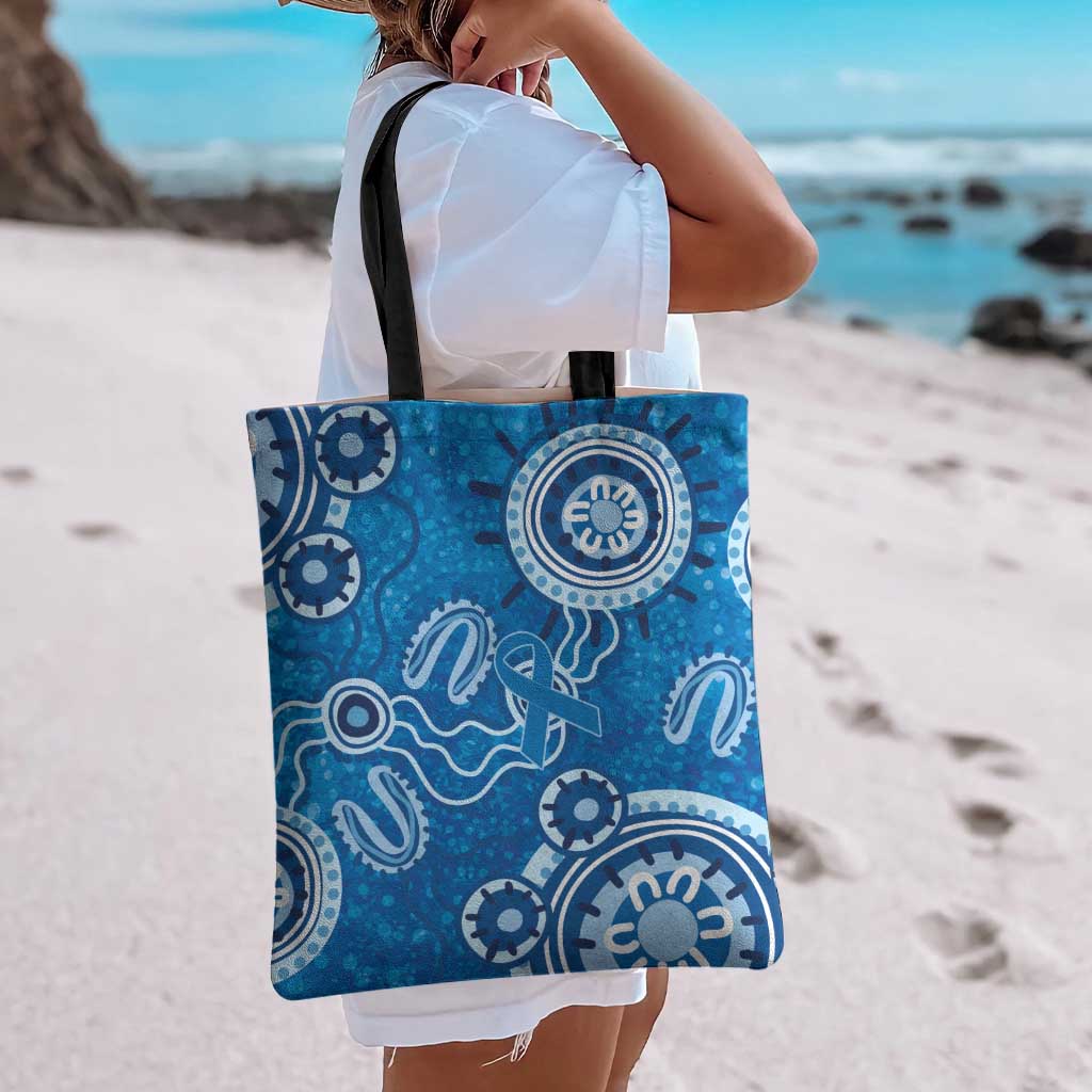 Australia Indigenous Prostate Cancer Awareness Tote Bag Blue Ribbon Aboriginal Art - Aussie Hoodie