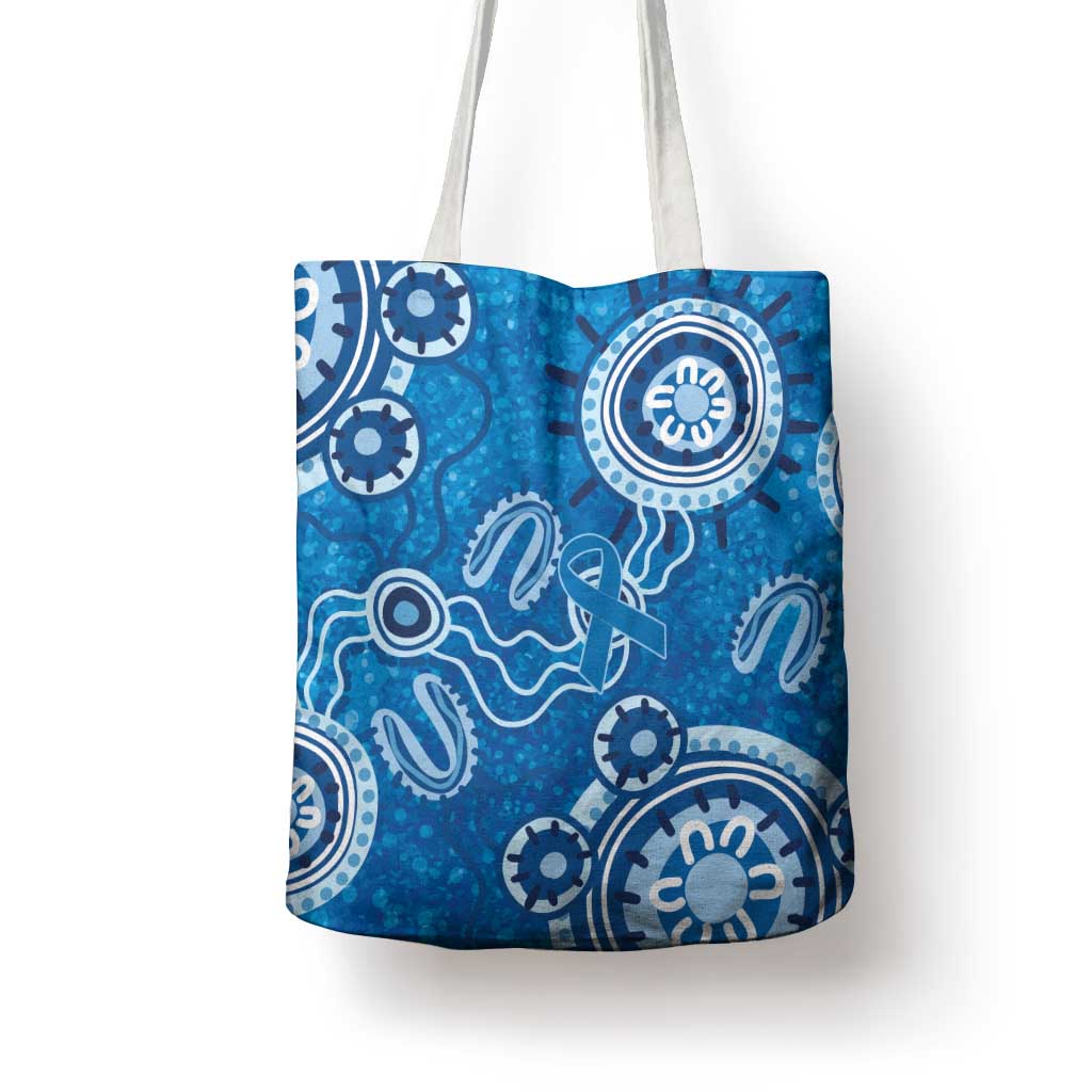 Australia Indigenous Prostate Cancer Awareness Tote Bag Blue Ribbon Aboriginal Art - Aussie Hoodie