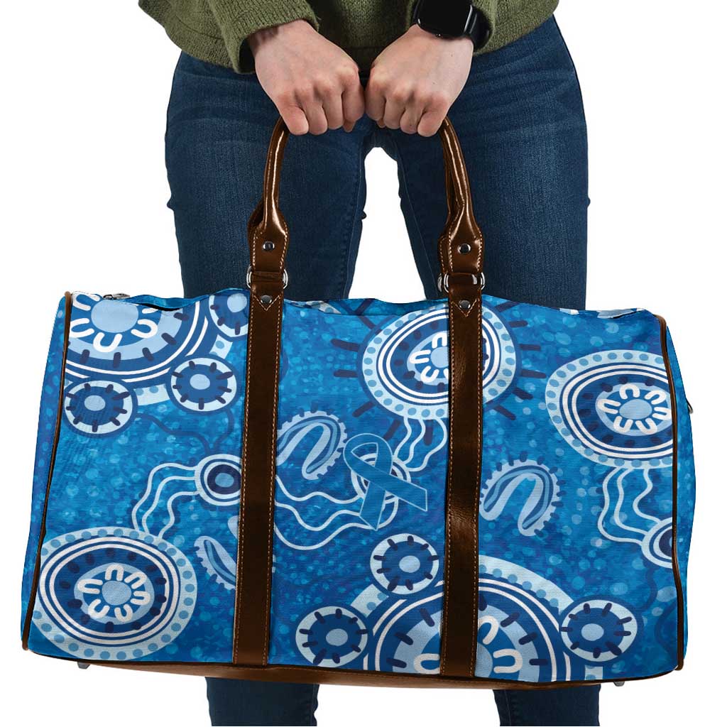 Australia Indigenous Prostate Cancer Awareness Travel Bag Blue Ribbon Aboriginal Art - Aussie Hoodie