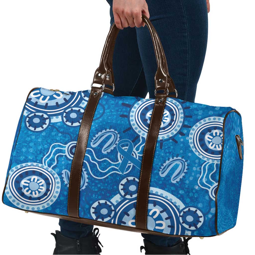 Australia Indigenous Prostate Cancer Awareness Travel Bag Blue Ribbon Aboriginal Art - Aussie Hoodie