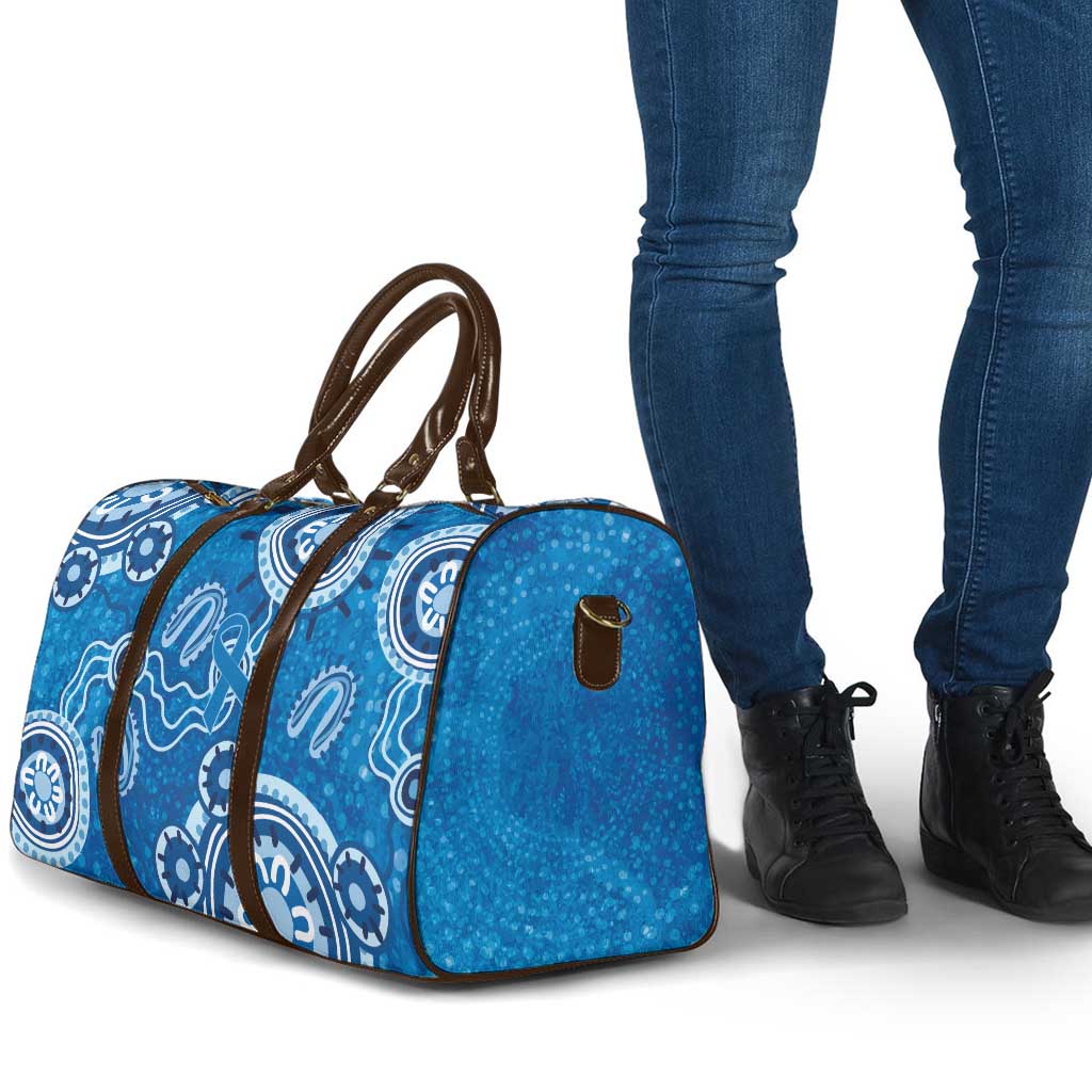 Australia Indigenous Prostate Cancer Awareness Travel Bag Blue Ribbon Aboriginal Art - Aussie Hoodie