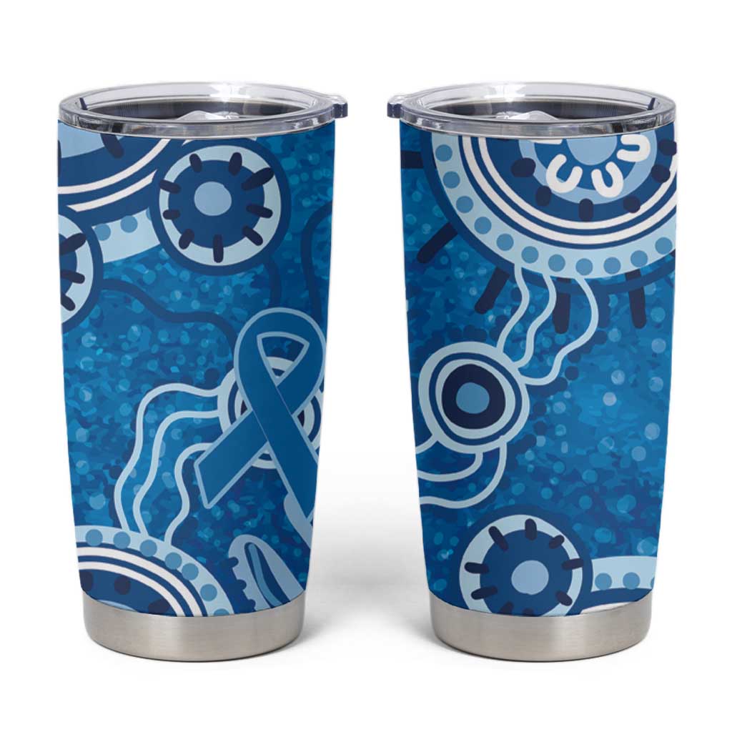 Australia Indigenous Prostate Cancer Awareness Tumbler Cup Blue Ribbon Aboriginal Art - Aussie Hoodie