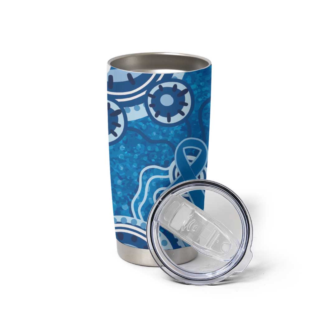 Australia Indigenous Prostate Cancer Awareness Tumbler Cup Blue Ribbon Aboriginal Art - Aussie Hoodie