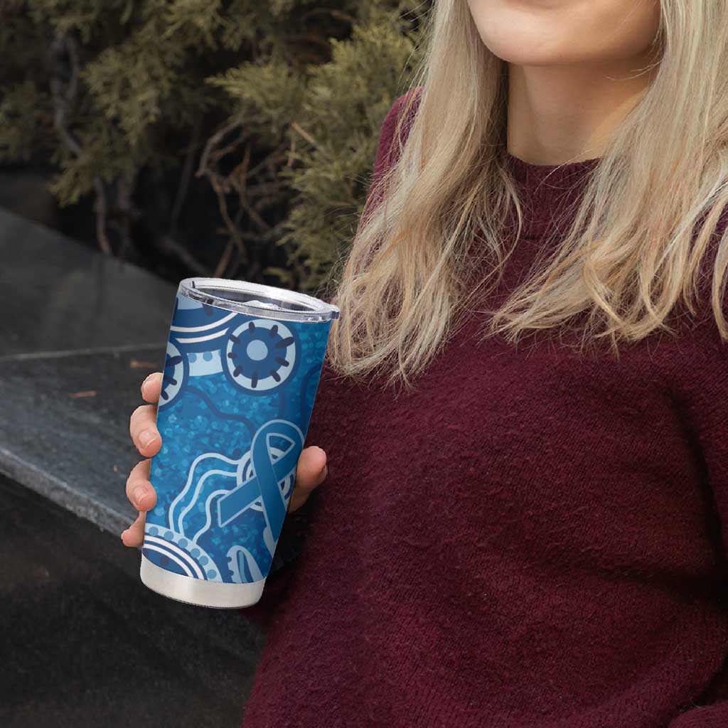 Australia Indigenous Prostate Cancer Awareness Tumbler Cup Blue Ribbon Aboriginal Art - Aussie Hoodie