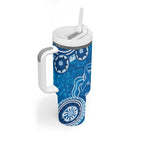 Australia Indigenous Prostate Cancer Awareness Tumbler With Handle Blue Ribbon Aboriginal Art - Aussie Hoodie