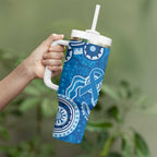 Australia Indigenous Prostate Cancer Awareness Tumbler With Handle Blue Ribbon Aboriginal Art - Aussie Hoodie