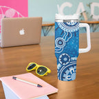 Australia Indigenous Prostate Cancer Awareness Tumbler With Handle Blue Ribbon Aboriginal Art - Aussie Hoodie