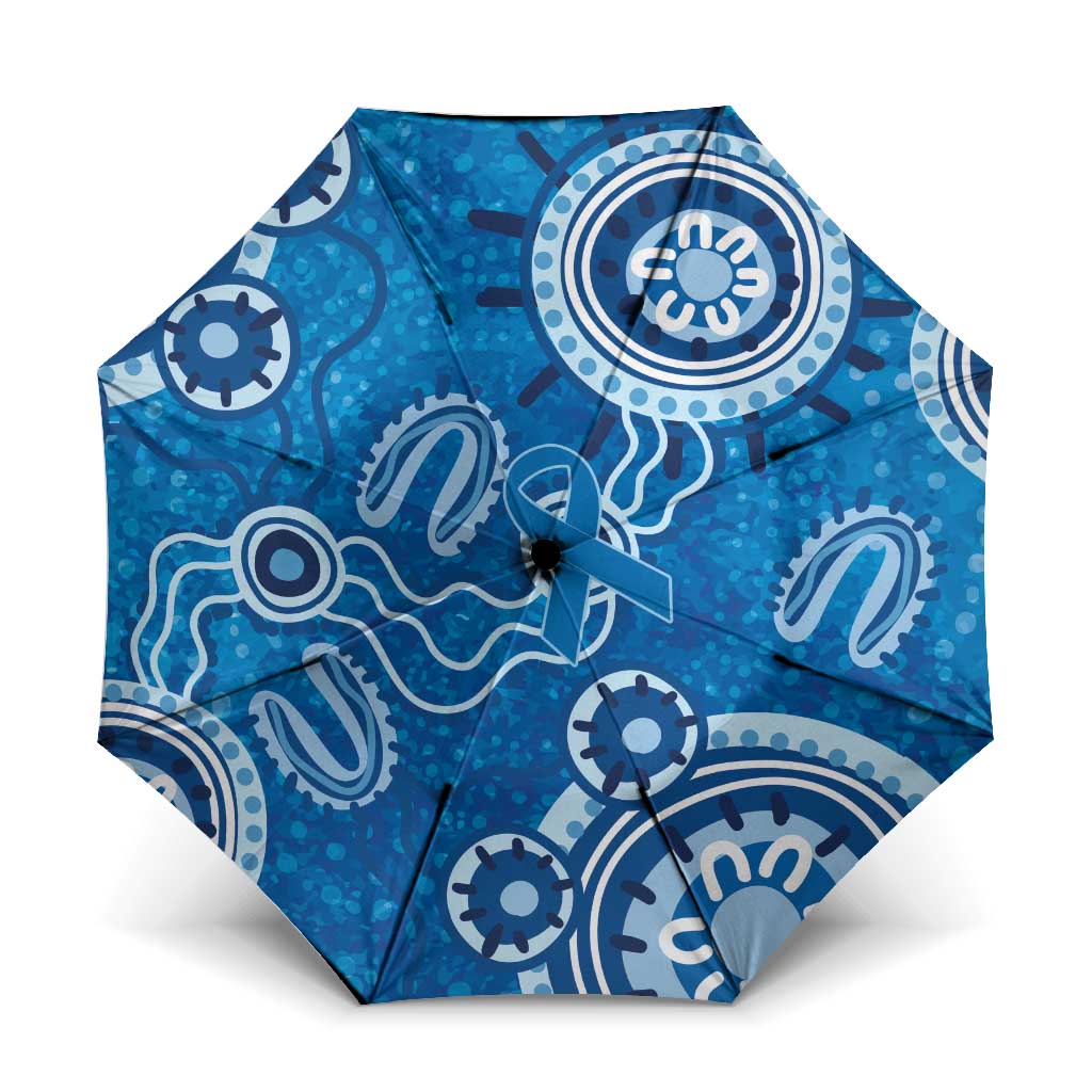 Australia Indigenous Prostate Cancer Awareness Umbrella Blue Ribbon Aboriginal Art - Aussie Hoodie