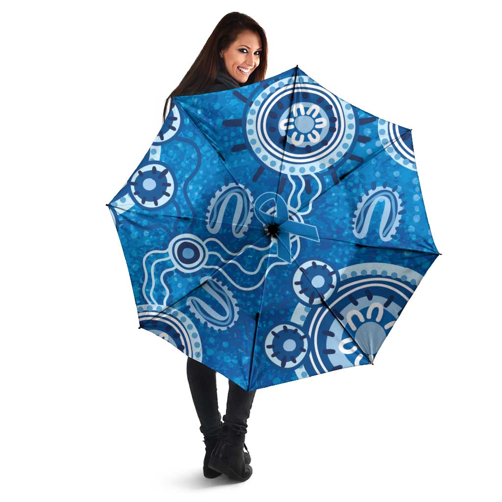 Australia Indigenous Prostate Cancer Awareness Umbrella Blue Ribbon Aboriginal Art - Aussie Hoodie