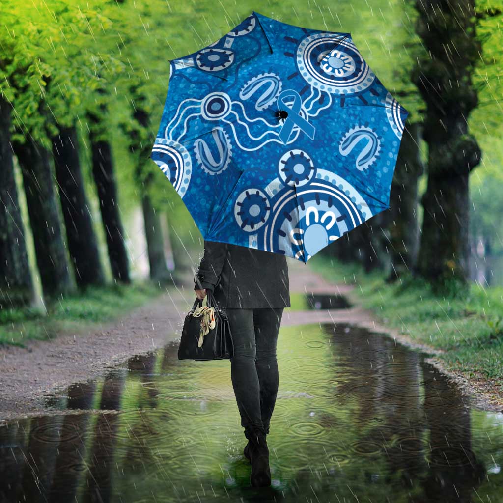 Australia Indigenous Prostate Cancer Awareness Umbrella Blue Ribbon Aboriginal Art - Aussie Hoodie