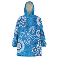 Australia Indigenous Prostate Cancer Awareness Wearable Blanket Hoodie Blue Ribbon Aboriginal Art - Aussie Hoodie