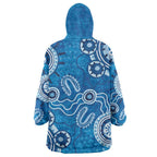 Australia Indigenous Prostate Cancer Awareness Wearable Blanket Hoodie Blue Ribbon Aboriginal Art - Aussie Hoodie