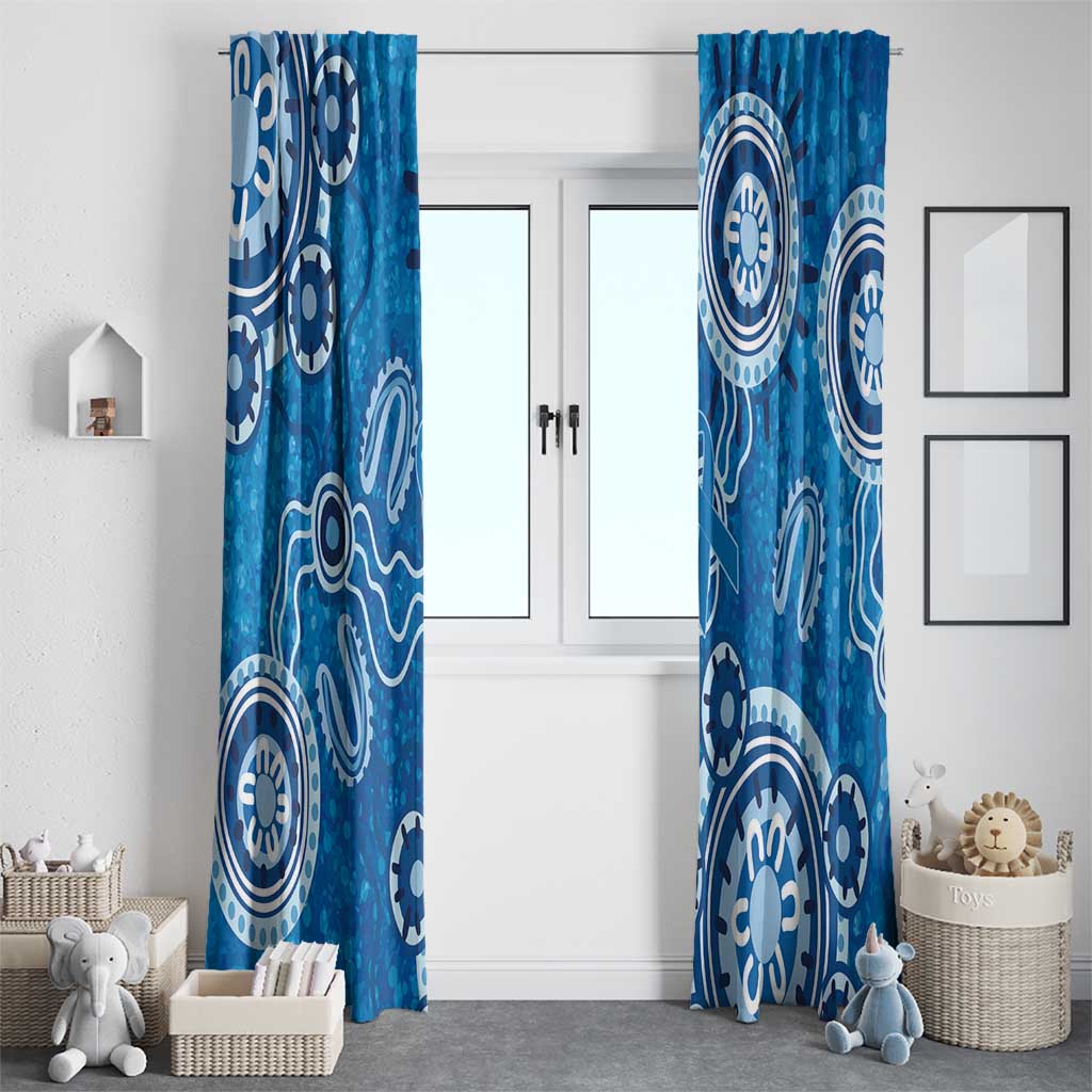 Australia Indigenous Prostate Cancer Awareness Window Curtain Blue Ribbon Aboriginal Art - Aussie Hoodie