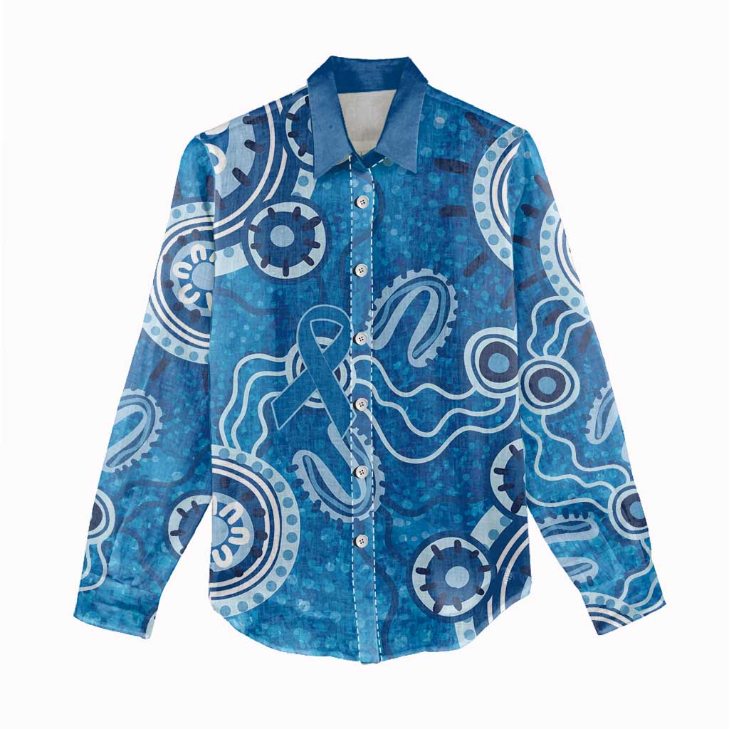 Australia Indigenous Prostate Cancer Awareness Women Casual Shirt Blue Ribbon Aboriginal Art - Aussie Hoodie