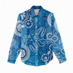 Australia Indigenous Prostate Cancer Awareness Women Casual Shirt Blue Ribbon Aboriginal Art - Aussie Hoodie