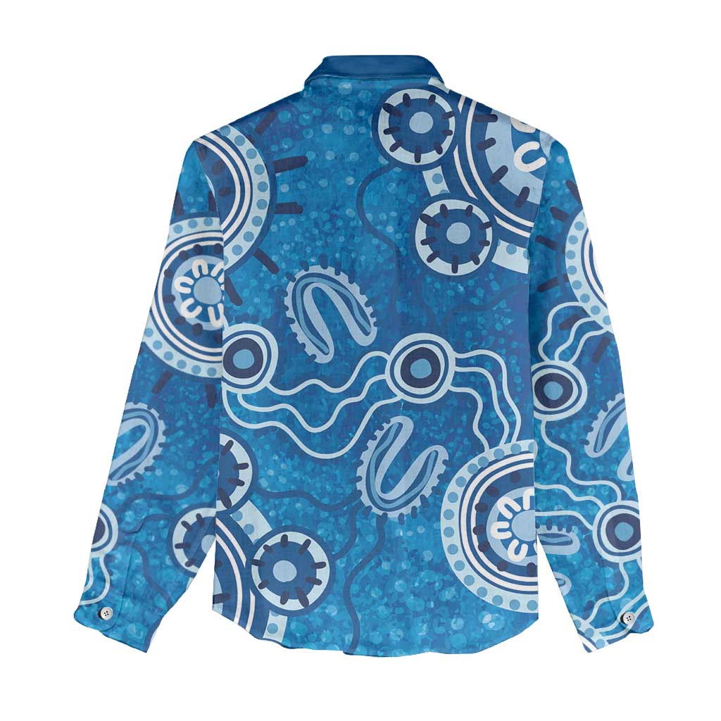 Australia Indigenous Prostate Cancer Awareness Women Casual Shirt Blue Ribbon Aboriginal Art - Aussie Hoodie