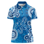 Australia Indigenous Prostate Cancer Awareness Women Polo Shirt Blue Ribbon Aboriginal Art - Aussie Hoodie