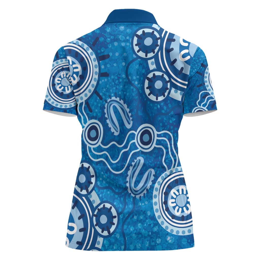 Australia Indigenous Prostate Cancer Awareness Women Polo Shirt Blue Ribbon Aboriginal Art - Aussie Hoodie