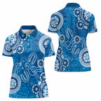 Australia Indigenous Prostate Cancer Awareness Women Polo Shirt Blue Ribbon Aboriginal Art - Aussie Hoodie
