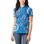 Australia Indigenous Prostate Cancer Awareness Women Polo Shirt Blue Ribbon Aboriginal Art - Aussie Hoodie