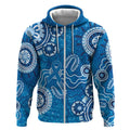 Australia Indigenous Prostate Cancer Awareness Zip Hoodie Blue Ribbon Aboriginal Art - Aussie Hoodie
